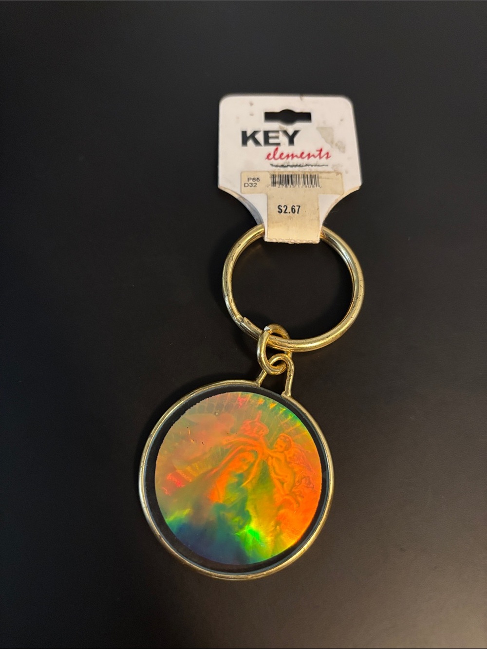 Vintage 90s Key Elements Holographic Virgin Mary Keychain NWT